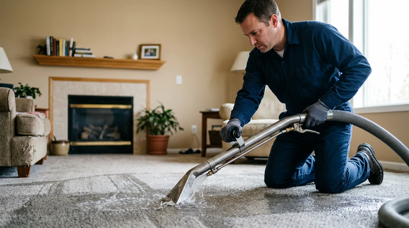 Water damage restoration technician working near Brumley, MO